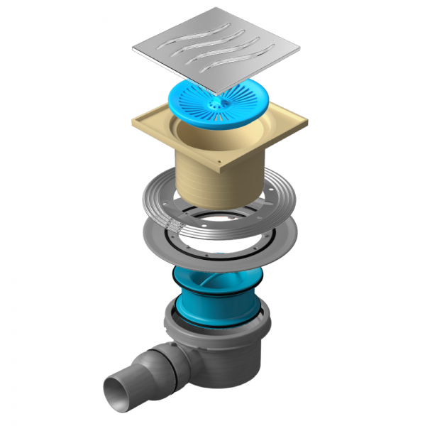 Точечный трап 150х150 мм CONFLUO STANDARD TIDE 1, металл с перфорацией Tide (Волна), без рамки PESTA