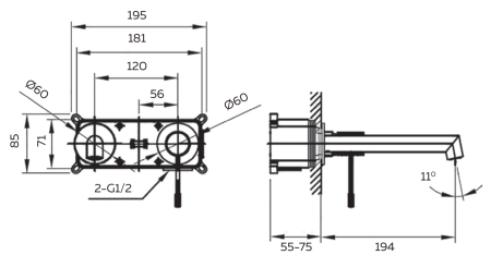 Смеситель для раковины AltroBagno Intento 010504 BiOp
