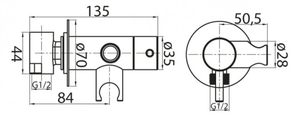 Смеситель для душа и гигиенического душа со штуцером с держателем CEZARES CZR-DA1-NOP Смеситель для душа и гигиенического душа со штуцером с держателем CEZARES CZR-DA1-NOP