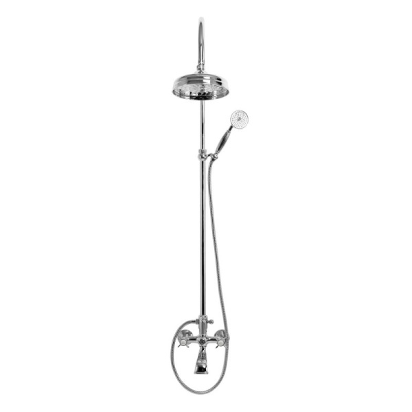 Душевая стойка со смесителем для ванны, верхним и ручным душем, 30 см Cezares LORD-CVD-30-03/24-M