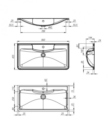 База под раковину подвесная BelBagno ALBANO-900-2C-SO-BL