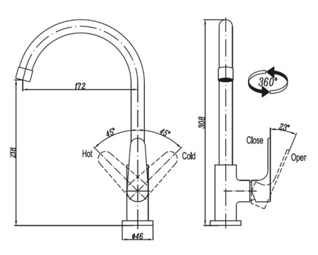 Смеситель для кухни Cezares LACONICO-C-LL25-BLC