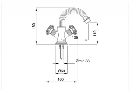 Смеситель для биде CEZARES OLIMP-BS2 OLIMP-BS2-03/24-M