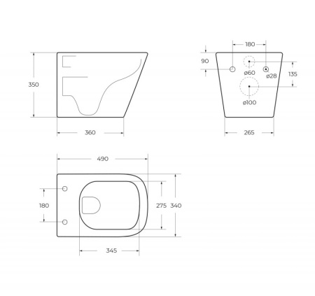 Чаша подвесного унитаза Belbagno ARDENTE-R BB520CHR Чаша подвесного унитаза Belbagno ARDENTE-R BB520CHR