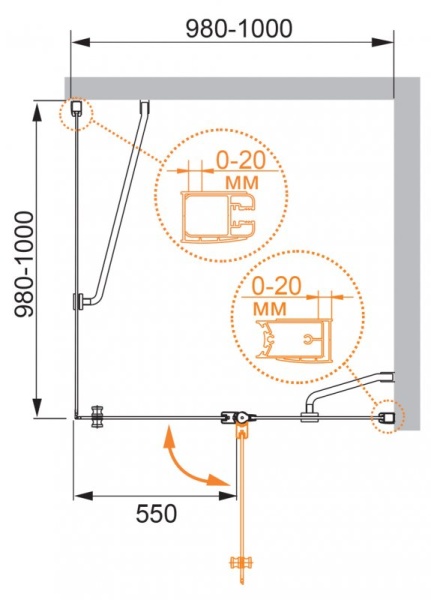 Душевой уголок CEZARES ELENA-W-A-12-90-P-Cr-R Душевой уголок CEZARES ELENA-W-A-12-90-P-Cr-R