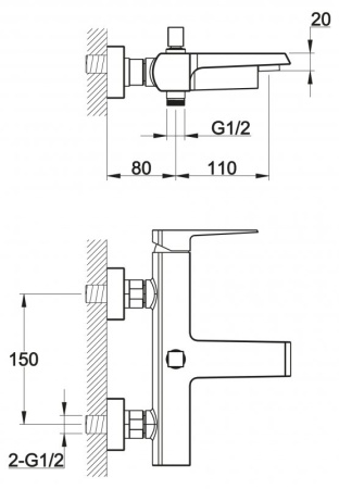 Смеситель для ванны и душа BelBagno ARLIE ARL-VASM-CRM