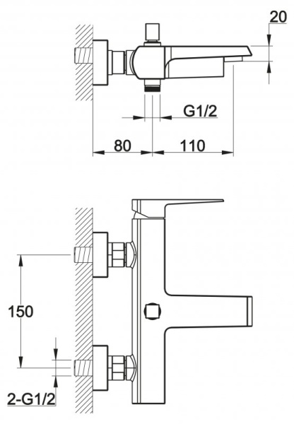 Смеситель для ванны и душа BelBagno ARLIE ARL-VASM-CRM