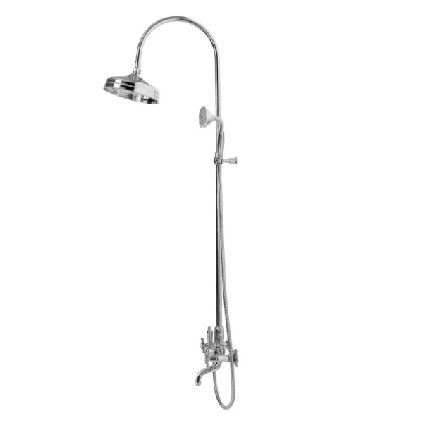 Душевая стойка со смесителем для ванны, верхним и ручным душем, 30 см Cezares LORD-CVD-30-03/24-M