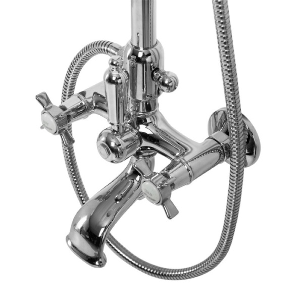 Душевая стойка со смесителем для ванны, верхним и ручным душем, 30 см Cezares LORD-CVD-30-03/24-M