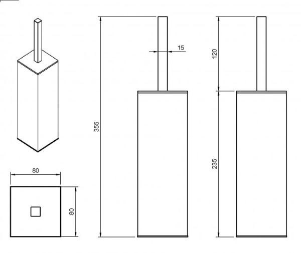 Щетка для унитаза напольная, металл Cezares PRIZMA-TBP-01