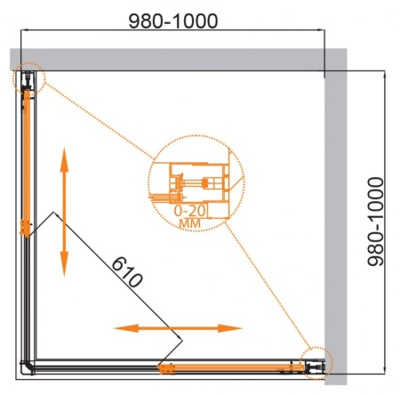 Душевой уголок COMFORT-A-2 COMFORT-A-2-100-C-Cr