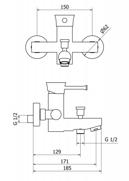 Смеситель для ванны и душа Cezares POSITANO-VM-01