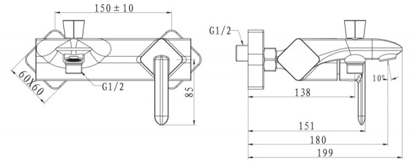 Смеситель для ванны и душа BelBagno CRY-VASM-CRM