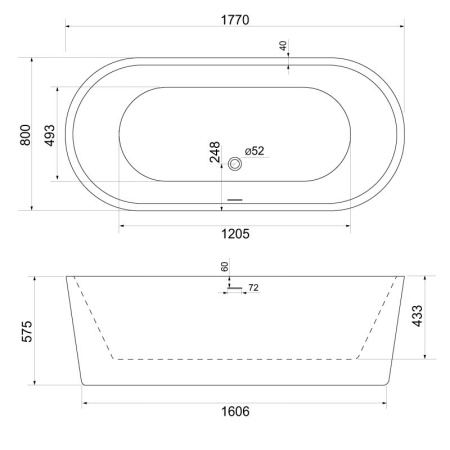 Ванна акриловая отдельностоящая BelBagno BB109-177-80 BB109-177-80