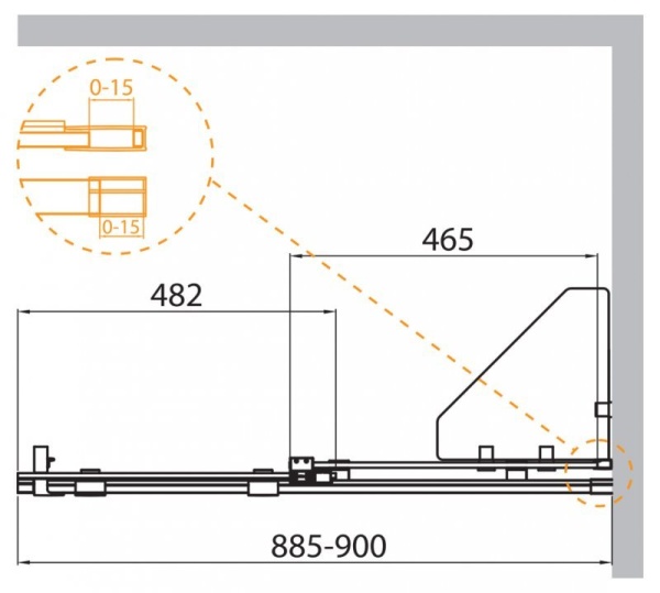 Душевая перегородка CEZARES STREAM-BF-1-90-C-Cr