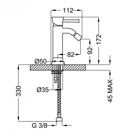 Смеситель для биде,без донного клапана Cezares POSITANO-BSM1-01-W0