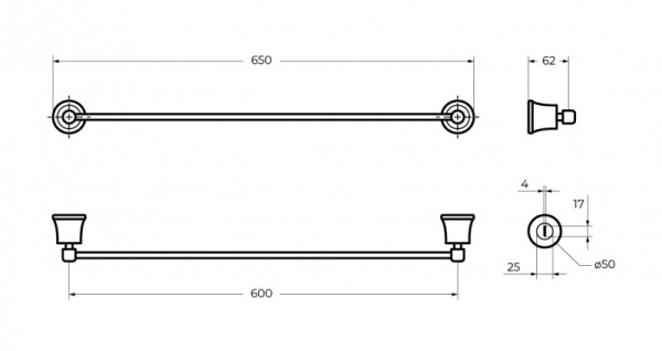 Полотенцедержатель 650x62x50 ART&MAX AM-F-8981 Полотенцедержатель 650x62x50 ART&MAX AM-F-8981