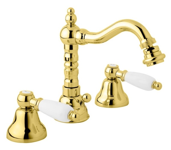 Смеситель для биде на три отверстия с донным клапаном Cezares FIRST-BBS2-03/24-M